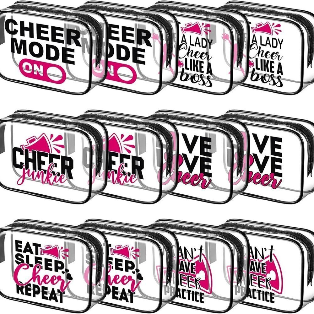 12 Pcs 7 x 4.7 x 2.4'' Cosmetic Bag Gifts Accessories for Makeup Bags PVC Cheer